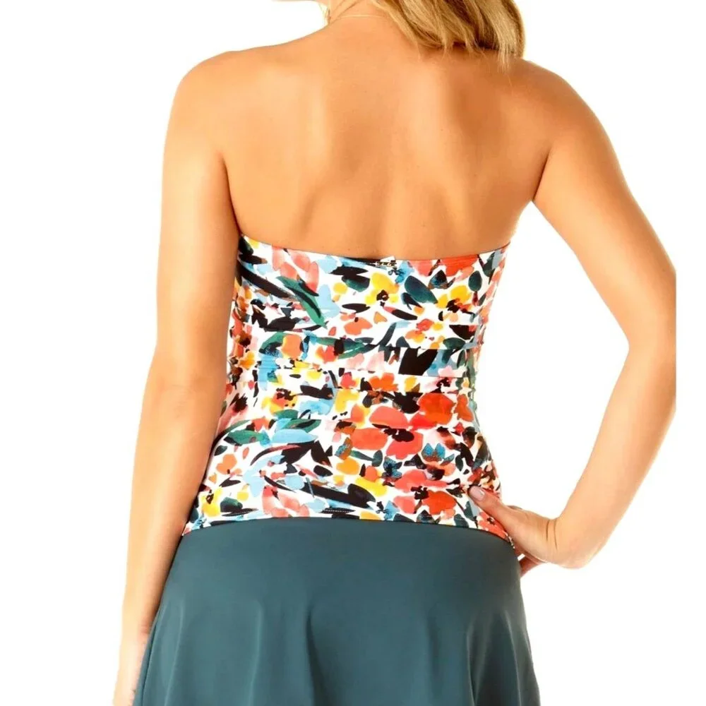 Anne Cole XS Tankini Top Twist Sweetheart Swim Bikini Removable Halter Swimwear